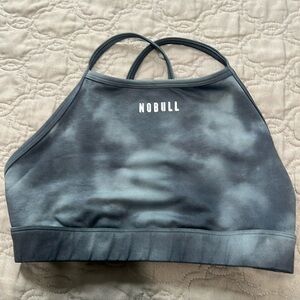 High neck sports bra - teal tie dye